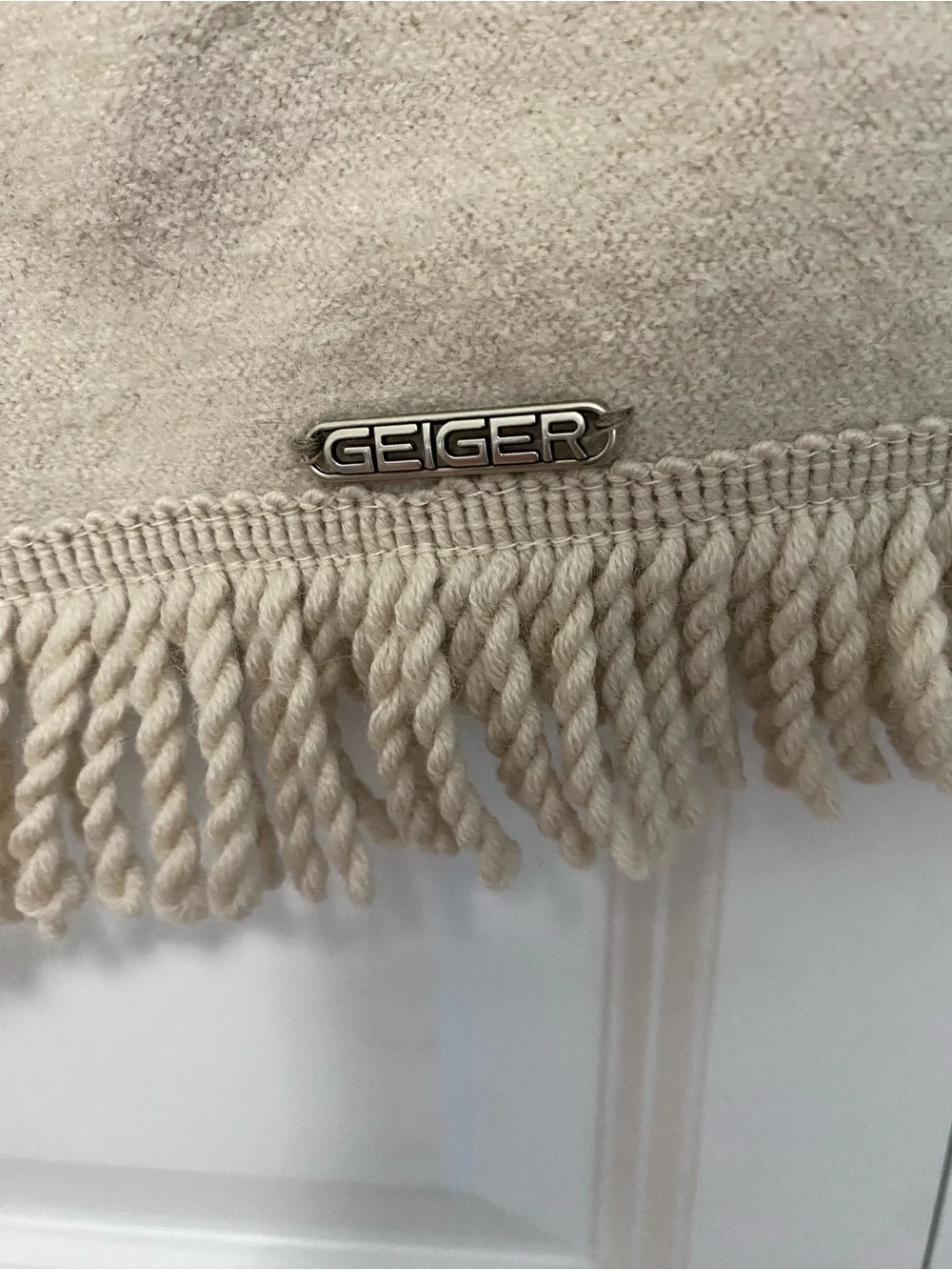Geiger Beige Fringe Women’s Scarf Classic Neutral Style